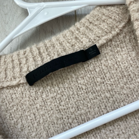 Jenni Kayne Merino Wool Boucle Boyfriend Cardigan Sweater Beige (Small) preppy - Picture 4 of 8